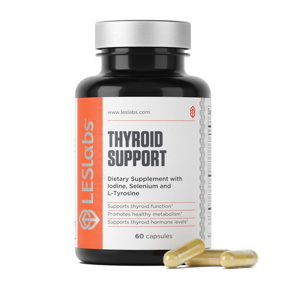 LES Labs Thyroid Support – Μεταβολική Υγεία, Θυρεοειδής Ορμόνη Παραγωγή, Ενέργεια & Εστίαση – Ιώδιο, L-Τυροσίνη, Ashwagandha, Σελήνιο & Κουρκουμάς – Συμπλήρωμα μη ΓΤΟ – 60 Κάψουλες