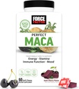 FORCE FACTOR Perfect Maca, Maca Root and DIM Supplement with Saffron to Boost Energy and Mood, with Yellow and Black Maca, Vitamins, Minerals, and Antioxidants, Dark Cherry Flavor, 60 Soft Chews