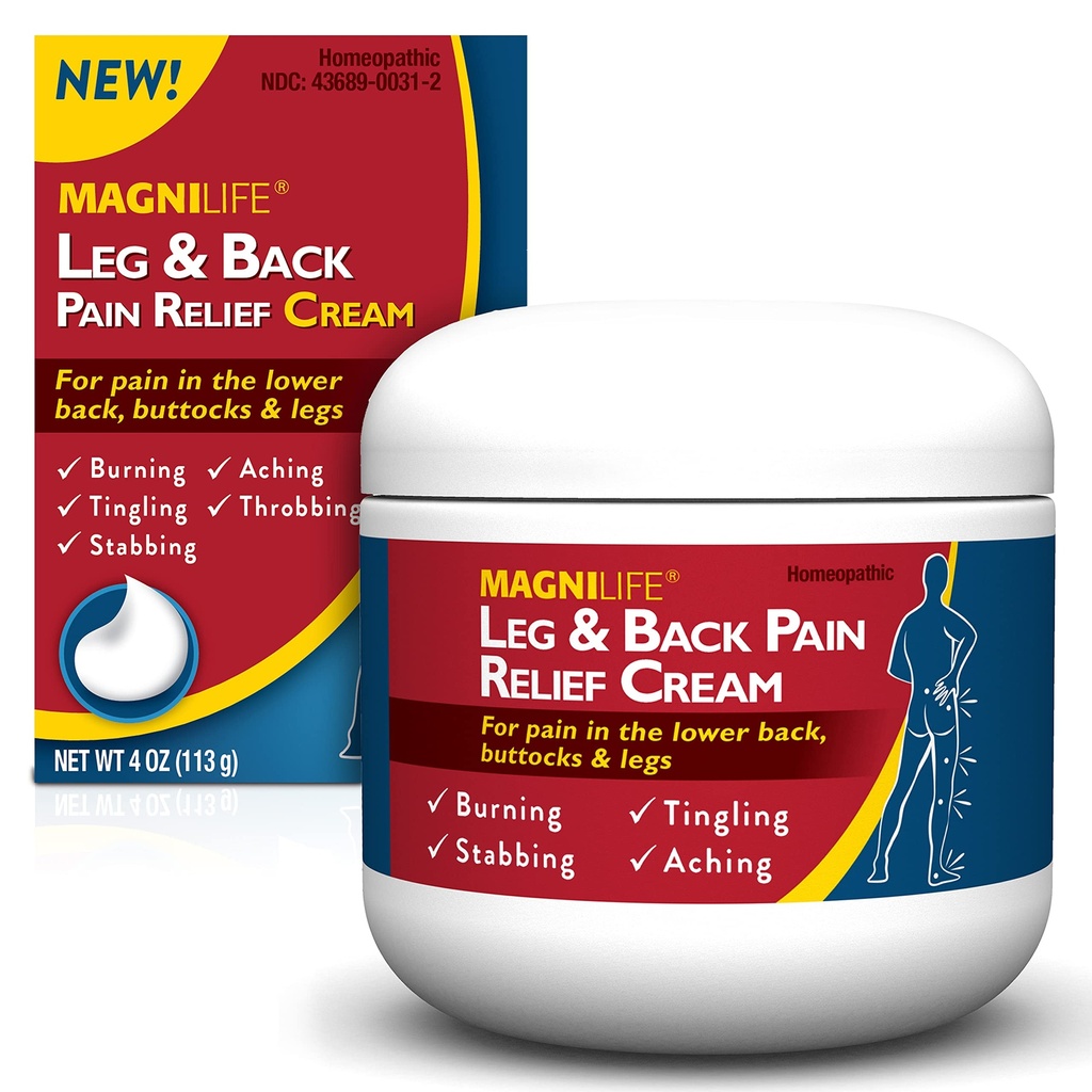 MagniLife Leg & Back Pain Relief Cream, Fast-Acting Pain Relief, φυσικά Soothe Burning, Tingling και μαχαιρώνοντας πόνους με Αλόη και Calendula - 4 ουγκιά