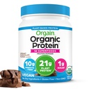 Orgain Organic Vegan Protein + 50 Superfoods Σκόνη, Κρέμα Σοκολάτας - 21g Πρωτεΐνη με βάση το φυτό, 10g Προβιοτικές Ίνες, Χωρίς Συστατικά Λακτόζης, Χωρίς Γλουτένη, Χωρίς Προστιθέμενη Ζάχαρη, Μη ΓΤΟ, 1,12 lb