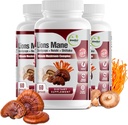 GreeNatr Complete Mushroom Supplement -10 in 1 Complex with Lions Mane, Cordyceps, Shiitake, Chaga, Turkey Tail for Immune Support, Memory, Focus & Natural Energy Booster - 180 Κάψουλες (3 φιάλες)