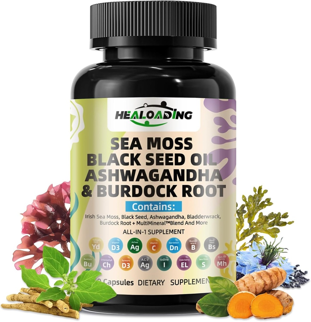 Sea Moss Κάψουλες:Wildcrafted Organic Irish Seamoss & Bladderwack - Πλούσια σε Ορυκτά, Υποστηρίζει Θυρεοειδή Υγεία, Διέγερση, Δέρμα & Ανοσοποιητικό Σύστημα - Vegan, Μη ΓΤΟ