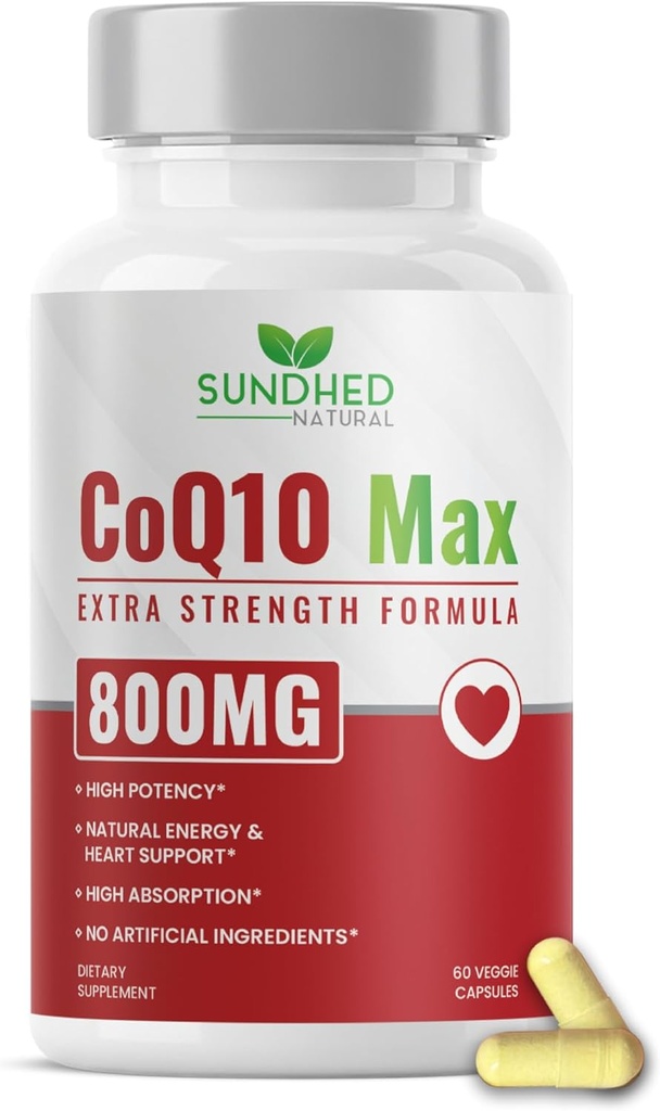 CoQ10 Ισχυρό αντιοξειδωτικό συμπλήρωμα - Extra Strong Formula 800mg, 60 κάψουλες, 1-Month Supply με συνένζυμο Q10 Βιταμίνες και συμπληρώματα