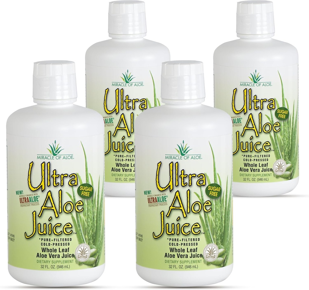 Θαύμα του Juice Aloe Ultra Aloe Vera, 1 Qt. 4 Συσκευασία, ολόκληρο φύλλο, καθαρό, φιλτραρισμένο, πιστοποιημένο για το περιεχόμενο και καθαρότητα (Gallon)