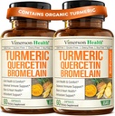 Quercetin με Bromelain Turmeric Curcumin Supplement – Αλλεργία Ανακούφιση, Κοινή & Ανοσολογική Υποστήριξη – Βιολογικό συμπλήρωμα κουρκουμά με Μαύρο Πιπέρι (Βιοπερίνη) – Quercetin 500mg Κάψουλες 2 Συσκευασία