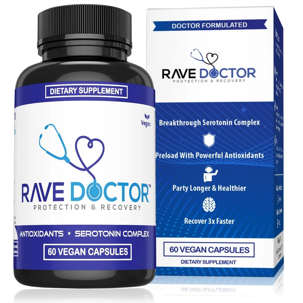 Rave Doctor 5 HTP Supplement - Essential Rave Vitamins for Festival Goers, Rave Accessories, Festival Essentials, Festival Gear, Rave Essentials, 5htp Συμπλήρωμα