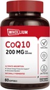 CoQ10 200mg ανά Σερβίρισμα, Εξαιρετικό Παρθένο Ελαιόλαδο, Εξαιρετικά Απορρόφηση, Φυσικά Ζυμωμένο, Συμπληρώματα Συνένζυμου Q10, Παραγωγή Ενέργειας, Υγιεινή Καρδιά, Αντιγηραντική, 60 Softgels