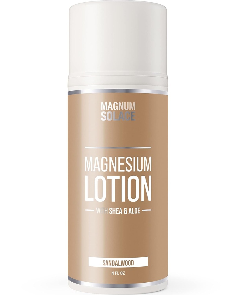 Μαγνήσιο Lotion – Σούπερ συμπυκνωμένο – Κατασκευάζεται με Αλόη και Shea – Για τα πόδια Cramps, πονεμένους μύες & αρθρώσεις, Αναζωογόνηση – Ασφαλές για τα παιδιά, Made in the USA (Sandalwood)
