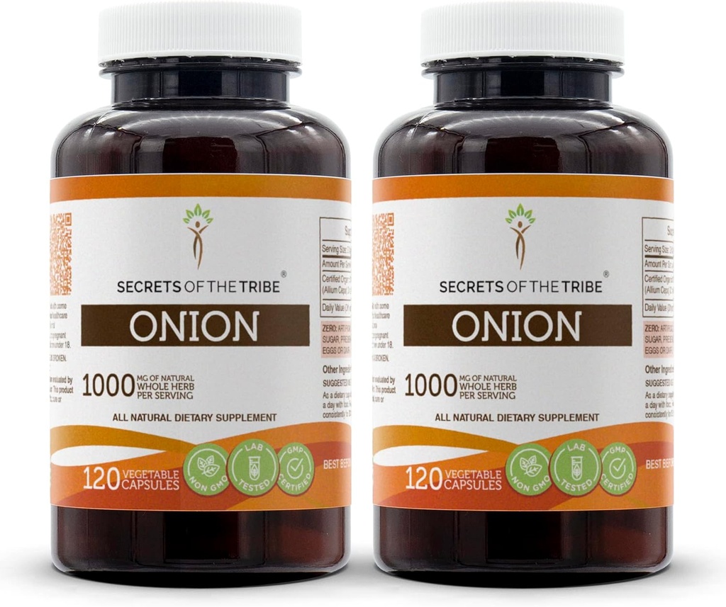 Secrets of the Tribe Onion 120 Capsules(2 pcs.), 1000 mg, Onion (Allium Cepa) Dried Bulb (2x120 Capsules)