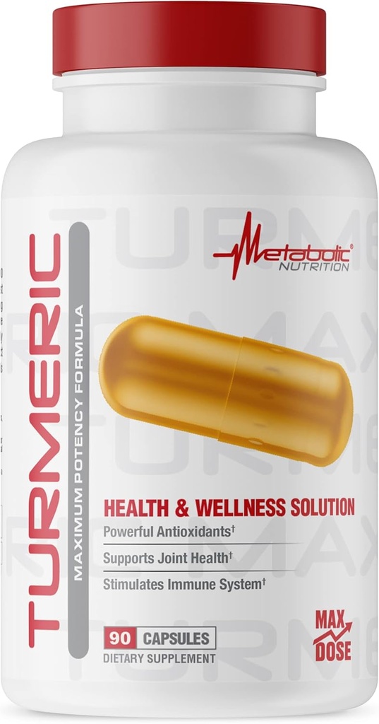 Metabolic Nutrition Turmeric Curcumin with Black Pepper Extract, 2300mg, Vegan Capsules, Natural Joint & Healthy Immune Support, Non-GMO, Gluten Free