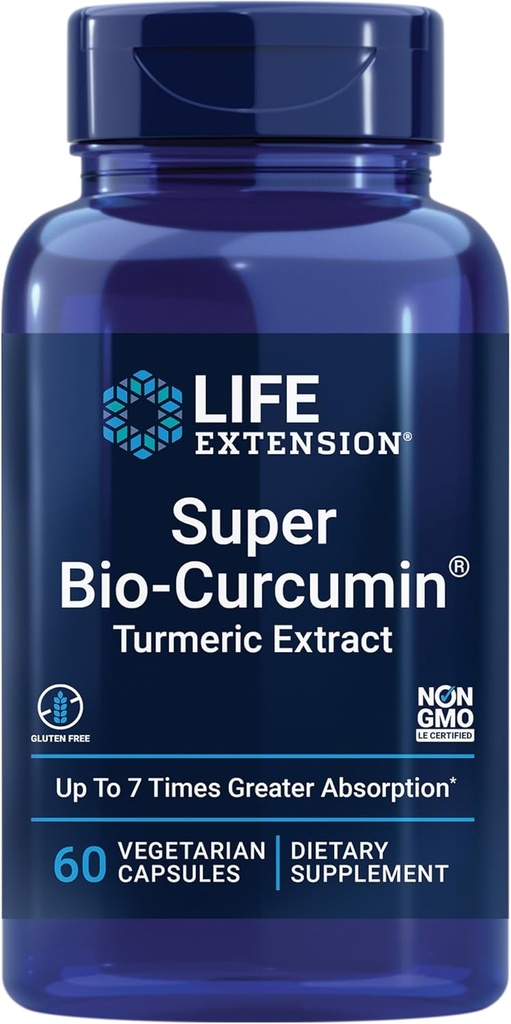Επέκταση ζωής Super Bio-Curcumin Turmeric Extract – Υψηλής απορρόφησης κουρκουμίνη για την υποστήριξη της υγείας ολόκληρου του σώματος – Χωρίς γλουτένη, μη ΓΤΟ, χορτοφαγικά – 60 κάψουλες χορτοφάγων