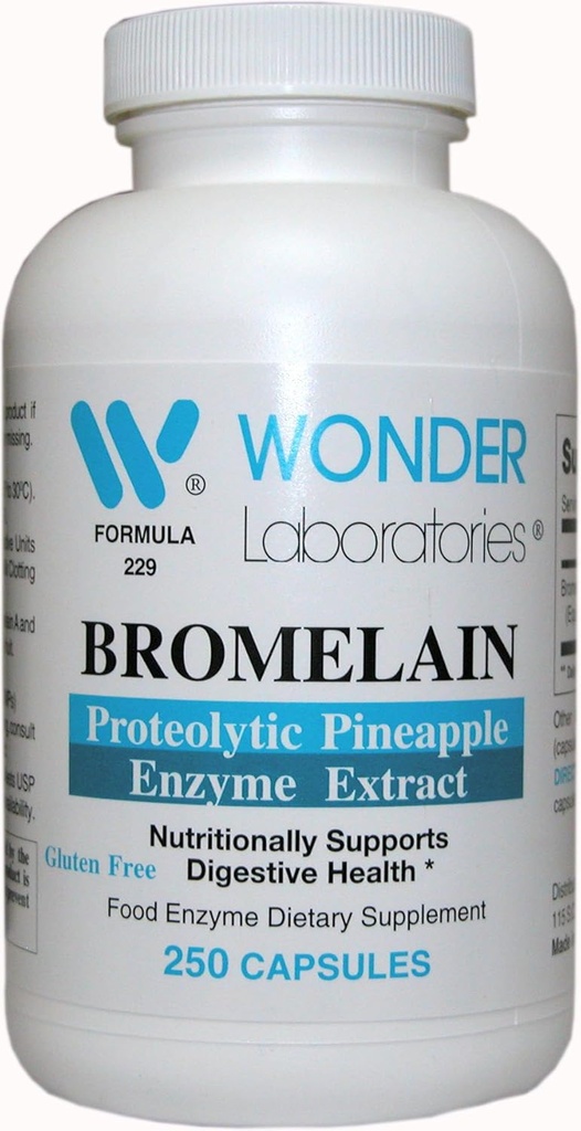 Wonder Labs Bromelain 2000 150mg, Proteolytic Pineapple Enzyme Extract, Nutritionally Supports Digestive Health - 250 Capsules