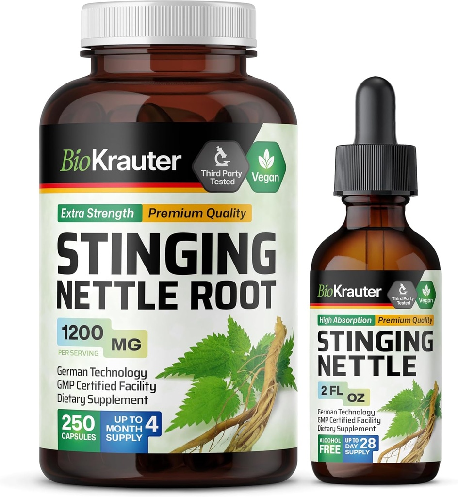 BIO KRAUTER STING Nettle 250 Κάψουλες & Stinging Nettle Tigture 2 Fl. Oz.