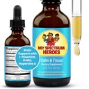 My Spectrum Heroes Calm & Focus Supplement Drops - Υποστήριξη εγκεφάλου με L-theanine, GABA, Huperzine A - Ενίσχυση Εστίασης για Παιδιά ή Ενήλικες - Ενίσχυση Συγκέντρωσης για Παιδιά & Έφηβοι - 2,02 FL oz. (60 ml)