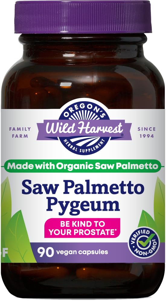 Organic Saw Palmetto Pygeum συμπλήρωμα βοτάνων του Όρεγκον σε κάψουλες Vegan - 90 κόμης