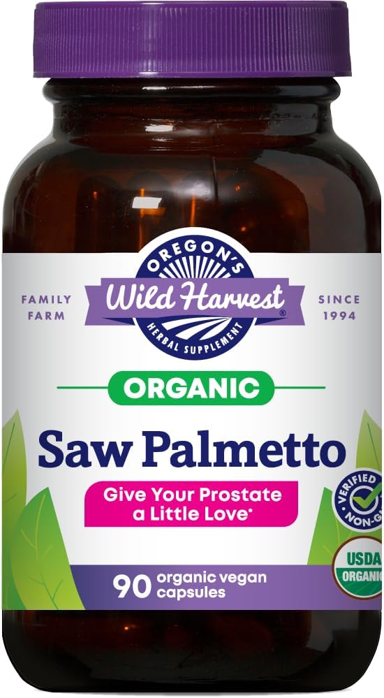 Organic Saw Palmetto Pygeum συμπλήρωμα βοτάνων του Όρεγκον σε κάψουλες Vegan - 90 κόμης