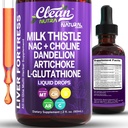 Καθαρά θρεπτικά συστατικά Γάλα Thistle NAC Liver Cleanse Detox & συμπλήρωμα επισκευής Liquid Drops Υποστήριξη ήπατος με εκχύλισμα δαντελίων, Artichoke, Chanca Piedra, Choline, L-Glutathione, Burdock, Schisandra