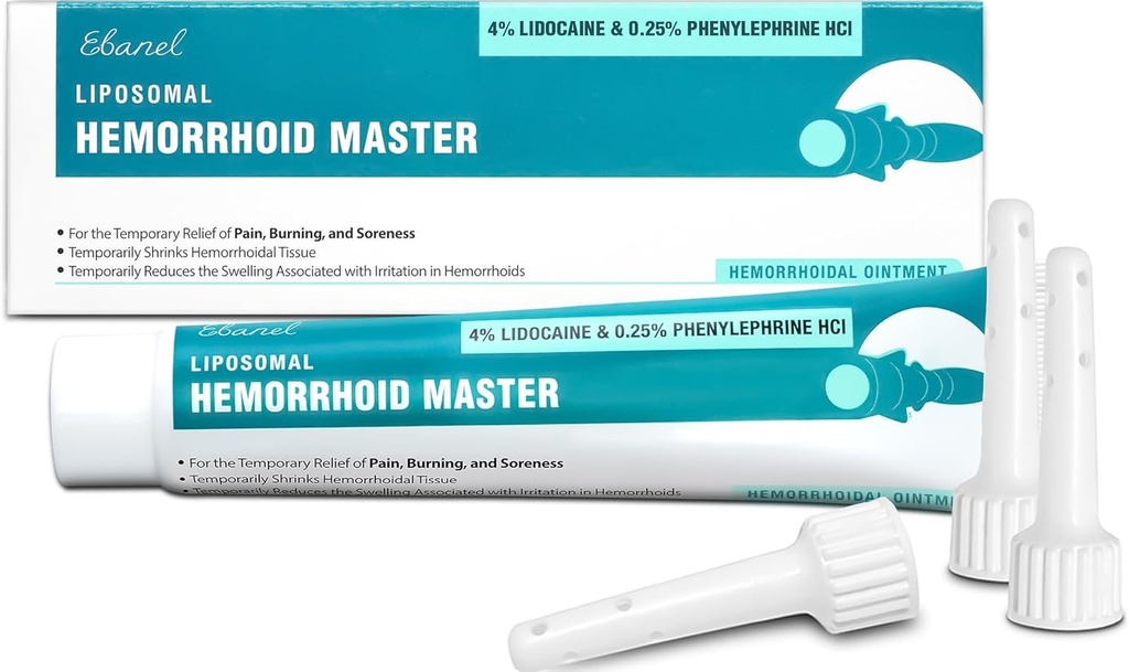 Ebanel 4% Αιμορροΐδη θεραπεία με Phenylefrine, Hydrocortisone, Βιταμίνες B6, D3, E, Οξείδιο ψευδαργύρου, εξωτερική και εσωτερική αιμορροΐδες Θεραπεία Έγκαυμα Itch Pain Relief πρωκτική κρέμα
