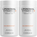 Codeage Liposomal Vitamin C 1500mg με ψευδάργυρο, Elderberry, Citrus Bioflavonoids Grapefruit, Lemon, Orange Powder, Quercetin & Rose HIPS Fruit – Vegan Supplement - Μη ΓΤΟ, Vegan Pills - 2 Pack