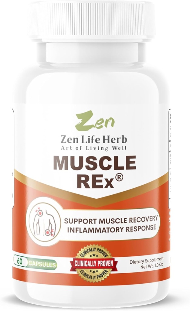 ZEN LIFE HERB Μυϊκό REX - Κοινή, Μυϊκό & Νεύρο Υποστήριξη - Χαλαρώστε Aches & Χρόνια Δυσφορία Plant-Based συμπλήρωμα (60 Κάψουλες)