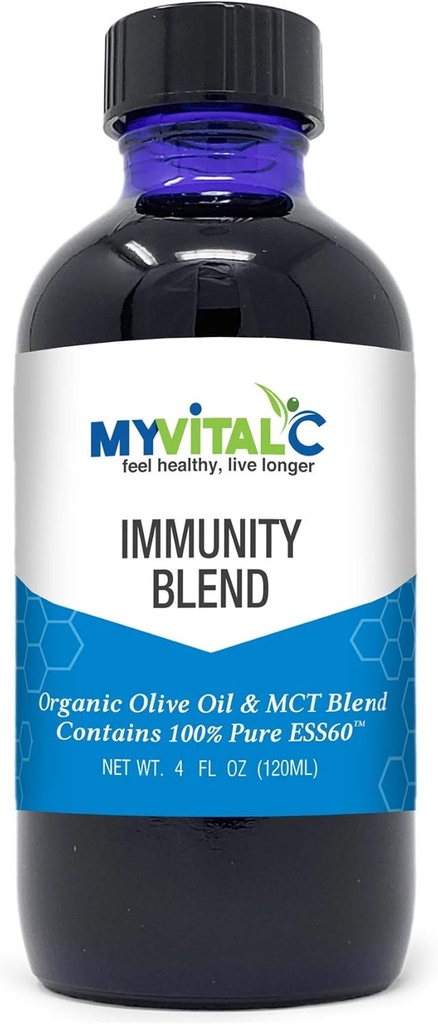 MyVitalC Ανοσία Μείγμα σε Βιολογικό Επιπλέον Παρθένο Ελαιόλαδο & MCT Συμπλήρωμα Μειγμάτων 120 ML - Καθαρό ESS60 για Nootropic - Εστίαση - Ύπνος - Αντιοξειδωτικό - Ενέργεια - Μακροζωία & Ανοσία