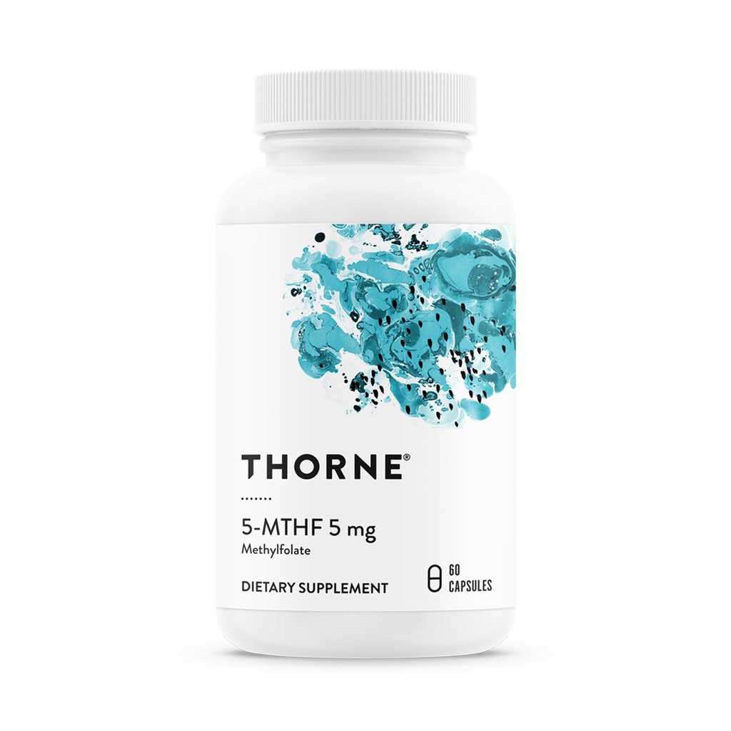 THORNE - 5-MTHF - Μεθυλοφολικό (ενεργό B9 Folate) Συμπλήρωμα - Υποστηρίζει την καρδιοαγγειακή υγεία, την ανάπτυξη του εμβρύου, την υγεία των νεύρων, τη μεθυλίωση και τα επίπεδα ομοκυστεΐνης* - 60 Υπηρεσίες - 5-MTHF 5mg