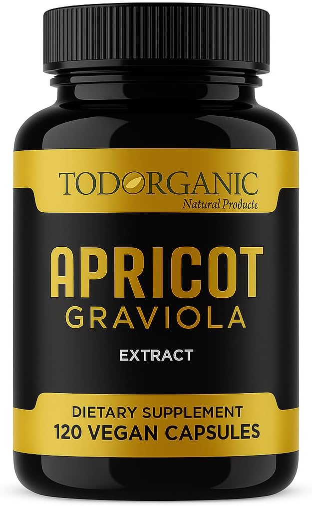 Todorganic pricot & Soursop Graviola Extract 1000mg – 120 κάψουλες Vegan – Φυσικό ανοσοποιητικό & δερματική υποστήριξη – Μη ΓΤΟ, Χωρίς γλουτένη, 10:1 συμπλήρωμα εκχύλισμα φρούτων
