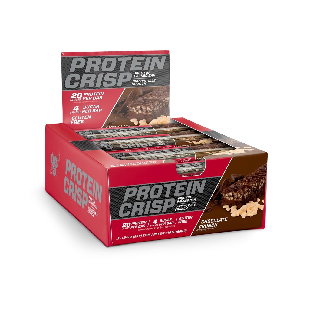 BSN Protein Crisp Bar, Salted Toffee Pretzel, 20 Gram Protein Snack Bars με Whey και Fiber, Gluten-free Crunchy Energy Bars για την προπόνηση, Fitness, On-the-Go, 12 Count