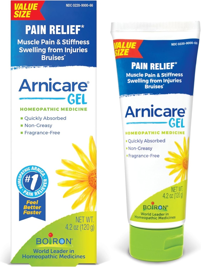 Boiron Arnicare Gel για την ανακούφιση από τον πόνο των αρθρώσεων, τον πόνο των μυών, την πληγή των μυών, και το πρήξιμο από τις μελανιές ή τον τραυματισμό - Μη λιπαρή και χωρίς άρωμα - 4.2 oz