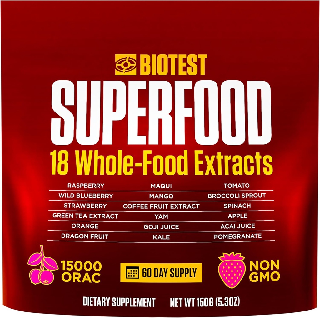 Biotest Superfood - Berry-Dense Polyphenols - Βατόμουρο, Βατόμουρο, Φράουλα, Μακί - 30 εξυπηρετούν
