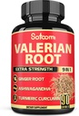 Κάψουλες ρίζας Satoomi Valerian - 9 Φυσικά Βότανα - Ashwagandha, Turmeric, Ginger, Ceylon Cinnamon - 90 Caps for 3-Month Supply