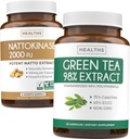 Nattokinase & Πράσινο Τσάι (1-Month Supply) Ενεργειακό Boost Bundle - Nattokinase 2000 FU Ισχυρή φυσικά ζυμωμένη Σόγια (60 Caps) & Πράσινο Τσάι εκχύλισμα 98% με EGCG (Non-GMO) Φυσικός Μεταβολισμός Boost