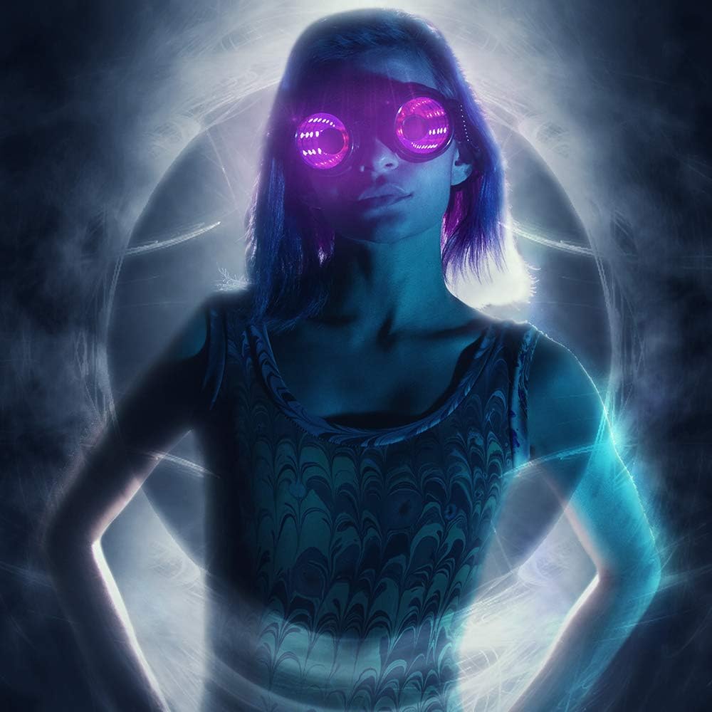 GloFX Full Color Programmable LED Goggles | Infinite Portal Lens With 350 Modes | USB Rechargeable LED Light Up Rave Goggles | Perfect For EDM Music Festivals Content Creation