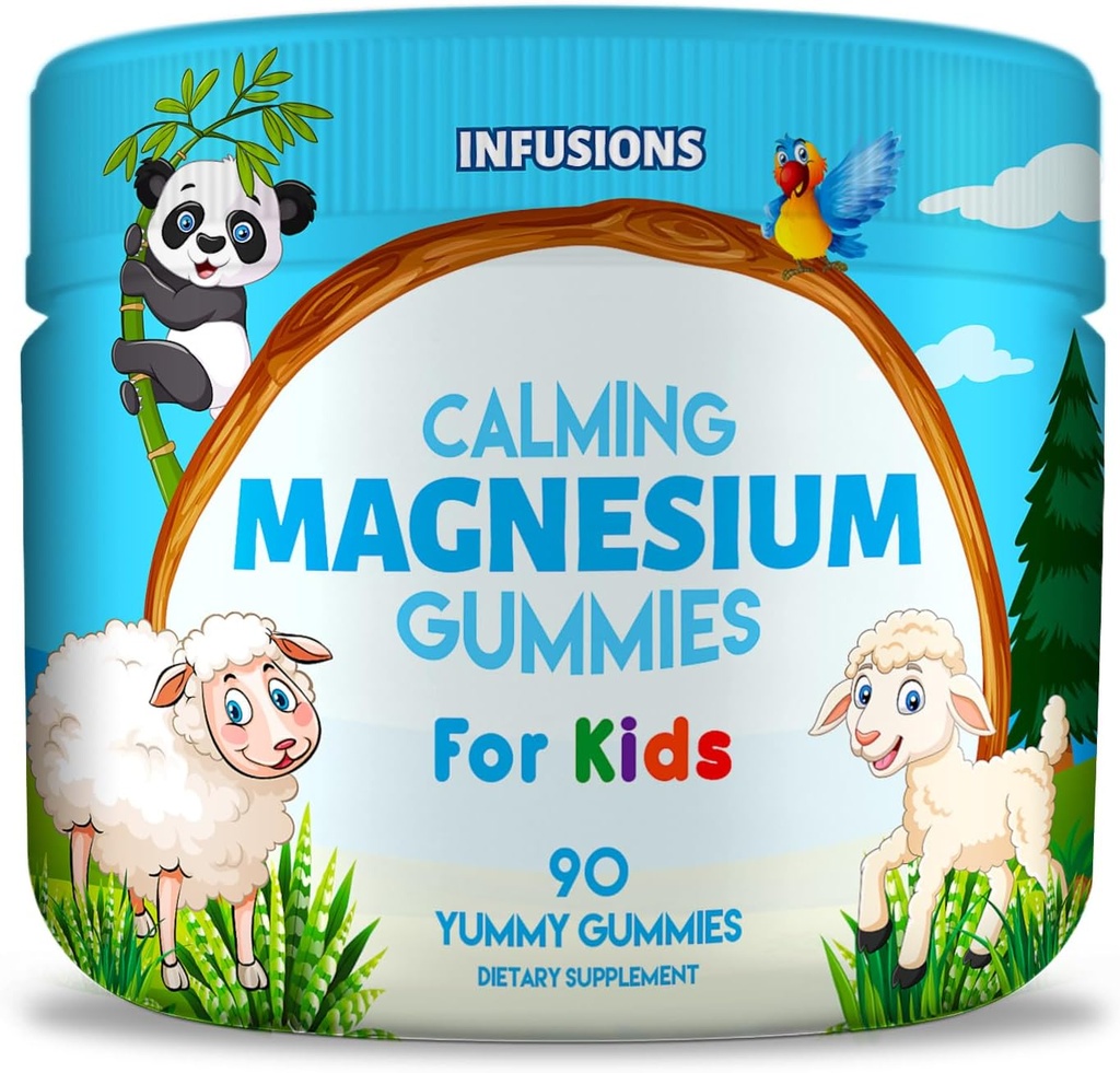 Έγχυση Ηρεμία Μαγνήσιο Gummies για τα παιδιά 90 Count - Υγιής μυϊκή οστική ενέργεια Υποστήριξη μαλακή και νοστιμότατη Vegan φιλικό & μη-GMO