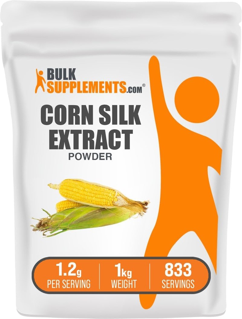BulkSupplements.com Corn Silk Extract Powder - Corn Silk Supplement, Zea Mays Extract - Vegan & Gluten Free, 1,2g per Serving, 1kg (2,2 lbs) (πακέτο των 1)