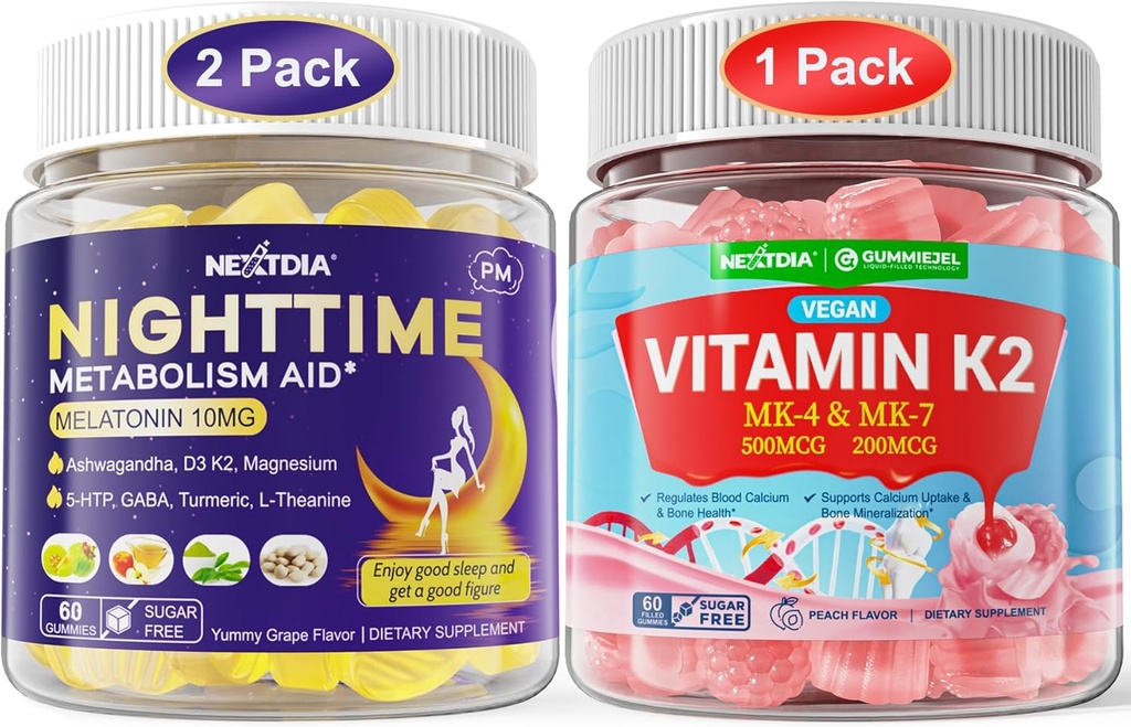 Πακέτο: Μελατονίνη 10mg 20mg & Βιταμίνη K2 Gummies