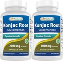 Best Naturals 2 Pack Konjac Glucomannan Root 2000 mg per Serving - 180 Vegetarian Capsules
