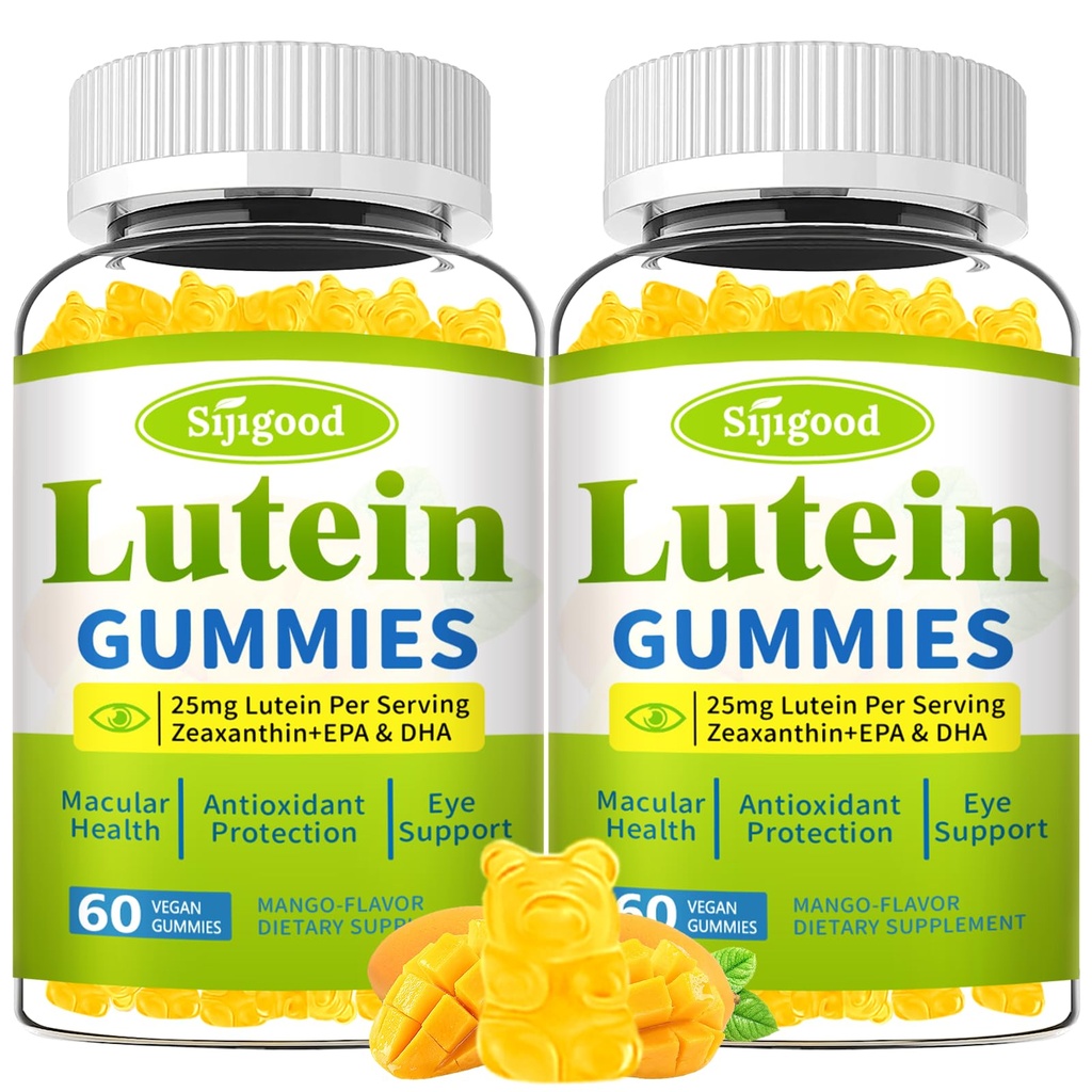 Lutein και Zeaxanthin Συμπληρώματα Gummies με Aspaxanthin & Bilberry Extract - Βιταμίνες ματιών με Omega-3, Βιταμίνες A, C, E, D3 & Ψευδάργυρο για την Υγεία Οράματος - Χωρίς ζάχαρη, Mango Γεύση, 120 Count