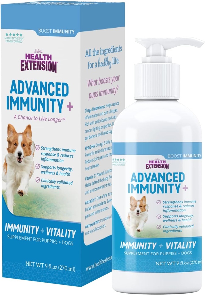 Health Extension Advanced συμπλήρωμα ανοσίας για σκύλους, 9 fl oz – Υποστήριξη ανοσοποιητικού συστήματος, με φυσικά αντιοξειδωτικά και βιταμίνες