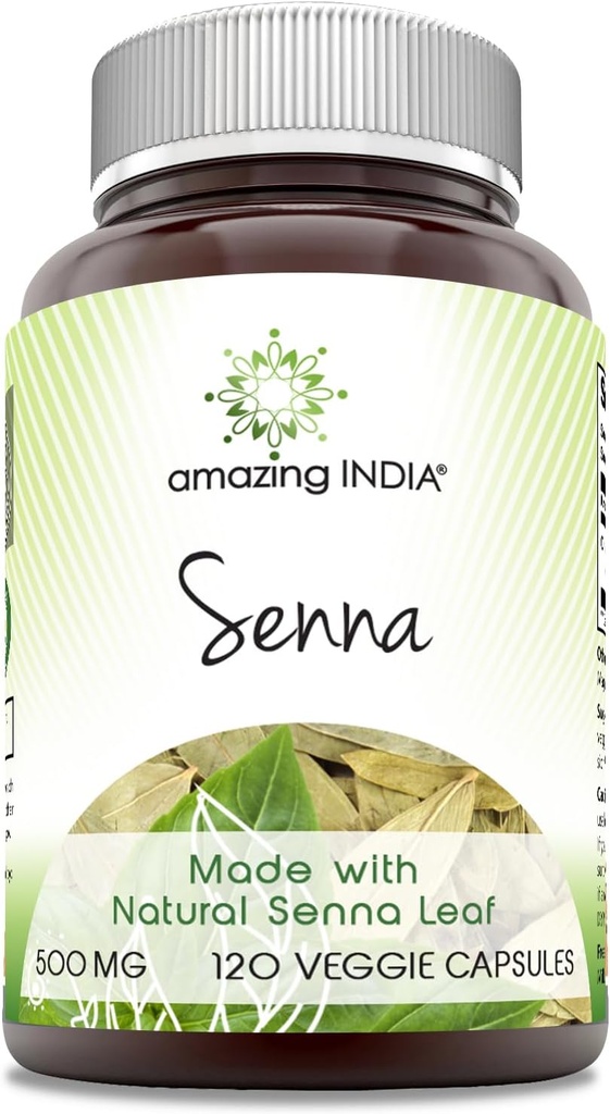 Amazing India Senna (Made with Natural Senna) 500 Mg ανά υπηρεσία 120 κάψουλες λαχανικών συμπλήρωμα 