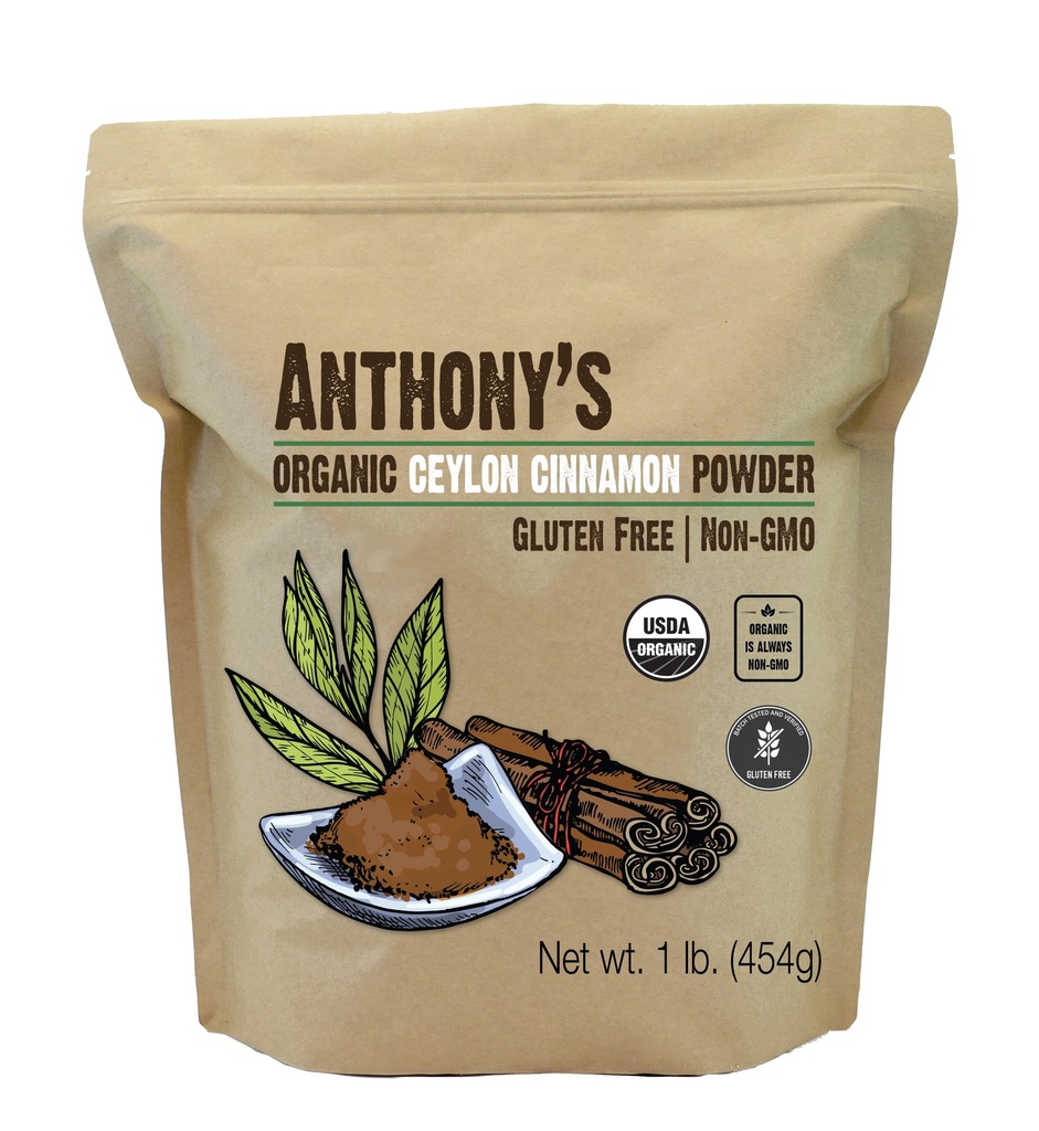 Βιολογική σκόνη κανέλας του Anthony, 1 lb, έδαφος, χωρίς γλουτένη, μη ακτινοβολημένα, μη ΓΤΟ, φιλικός προς το Κέτο