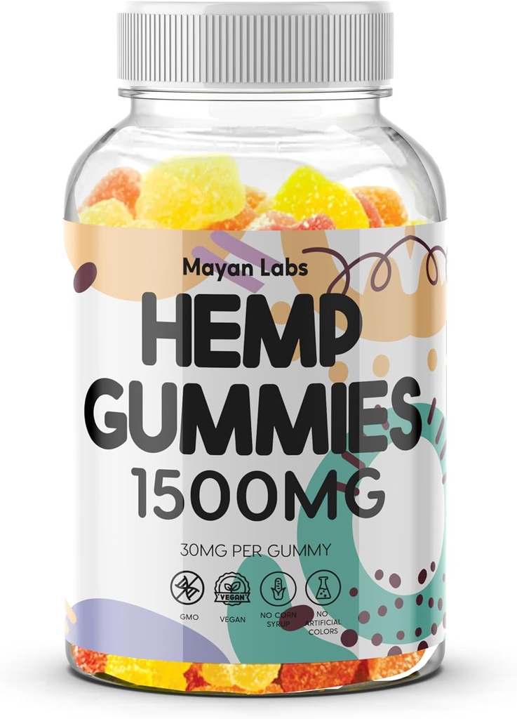 Hemp Gummies Advanced Extra Strength Infused Natural Organic Hemp Oil Bloom Vegan Adult Edibles Men L-Theanine Ashwagandha Sugar Made in USA