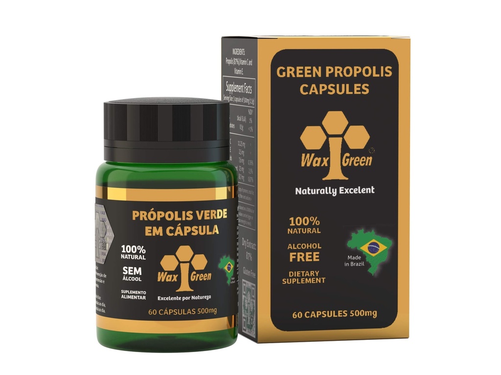 4 Πακέτες με Wax Green Bee Propolis 500mg (60 κάψουλες)