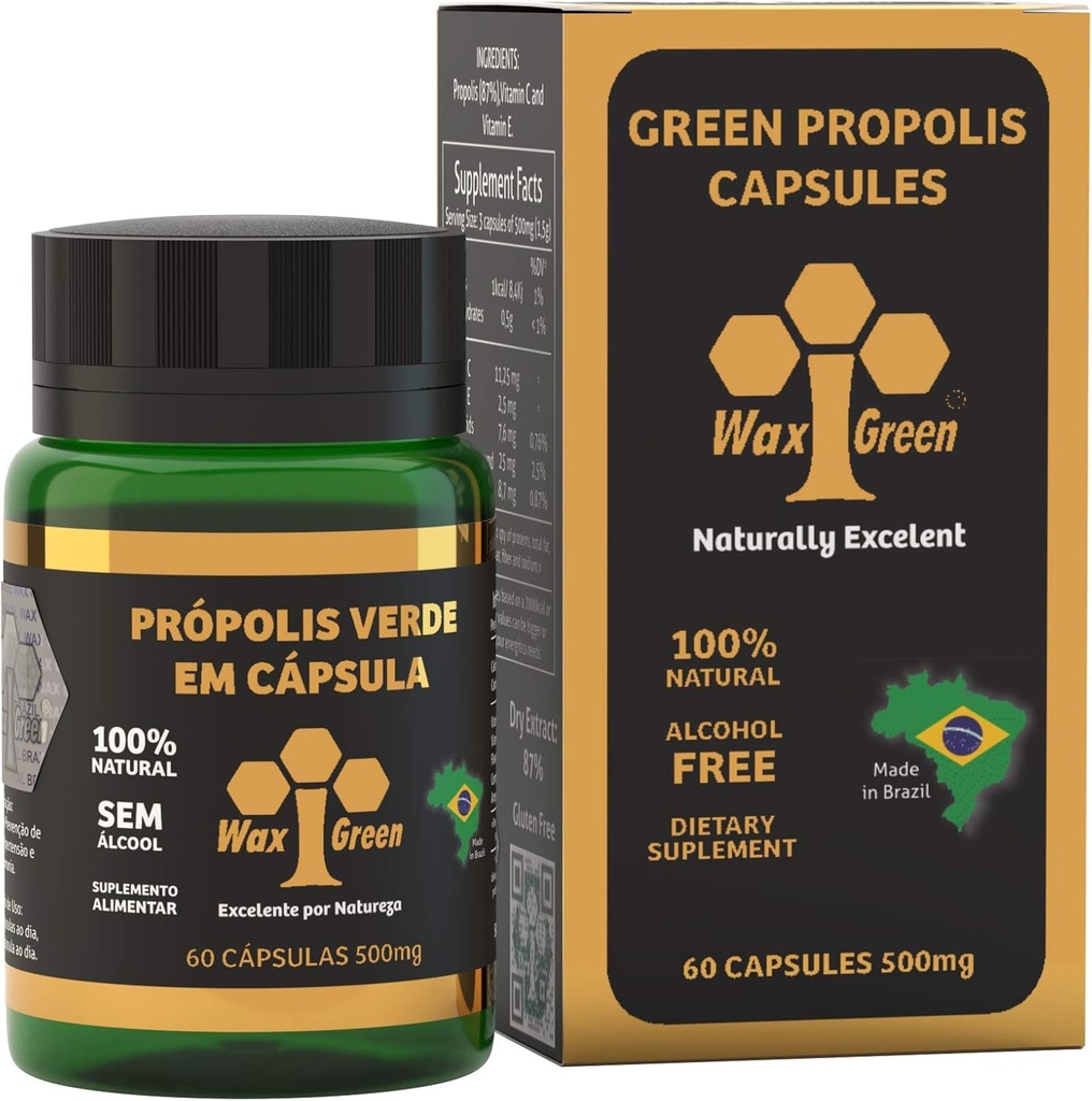 4 Πακέτες με Wax Green Bee Propolis 500mg (60 κάψουλες)