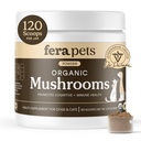 Fera Pets Mushroom Supplement for Dogs & Cats with Turkey Tail - USDA Organic - Γνωστική και Ανοσολογική Υποστήριξη - Ενισχύει τη λειτουργία του ήπατος - Υποστηρίζει μια υγιή κόγχη - σκόνη - 120 Σκουπίδια