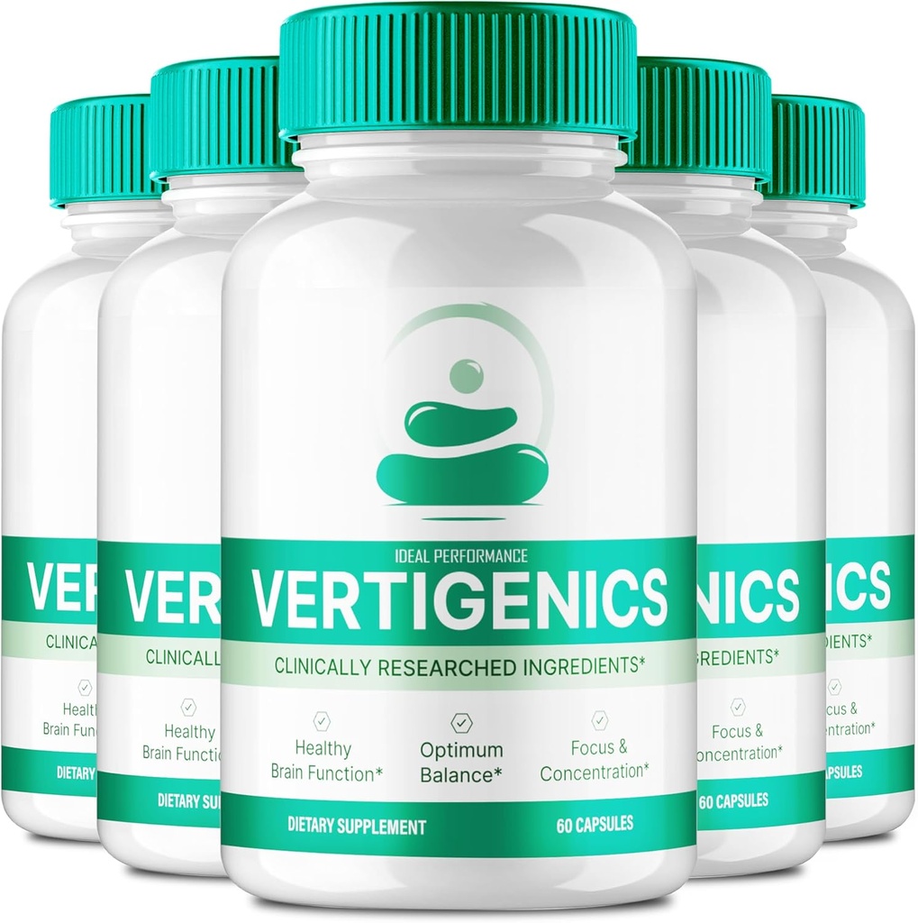 Vertigenics Brain Supplements for Memory and Focus Capsules, Vertigenics Advanced Formula Brain Health Support - Maximum Strength Nootropics Verti Genics All Natural Support Reviews (5 Pack)