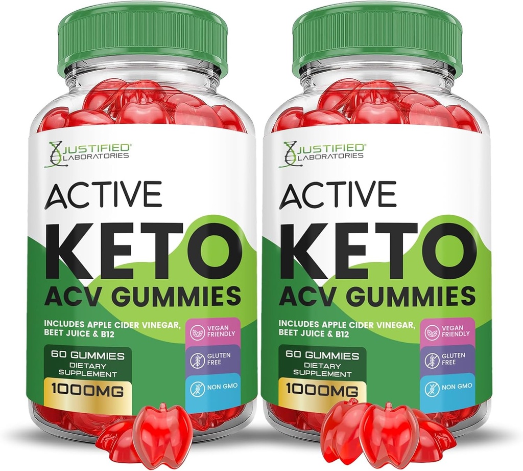 (2 Pack) Ενεργό Keto ACV Gummies Advanced Formula 1000MG ActiveKeto Keto Gummies Apple Cider Vinegar Formulated with Ρόδι με σκόνη χυμού τεύτλων B12 Vegan Non GMO 120 Gummys