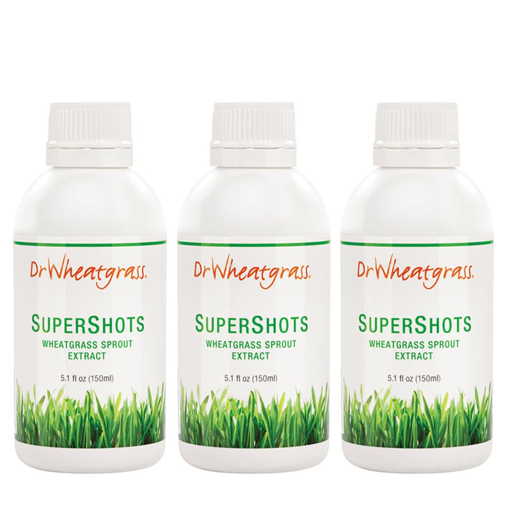 Dr Wheatgrass (Pack of 3) Supershots (30 Day Supply) - Εκχύλισμα Wheatgrass σε ένα μπουκάλι, ισχυρότερη από φρέσκο χυμό και σκόνη Wheatgrass