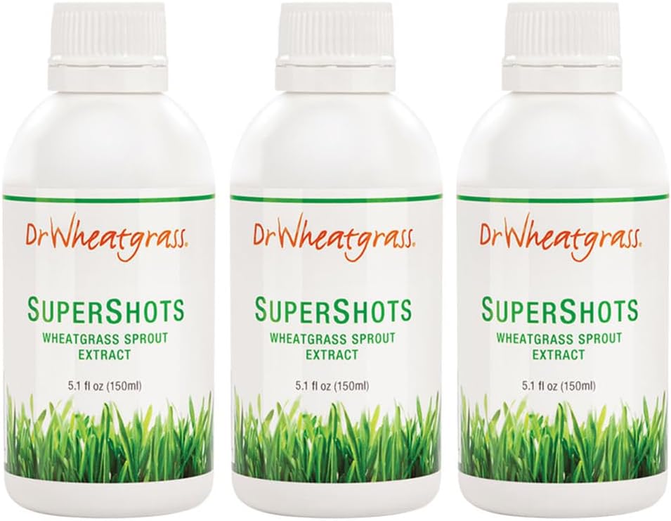 Dr Wheatgrass (Pack of 3) Supershots (30 Day Supply) - Εκχύλισμα Wheatgrass σε ένα μπουκάλι, ισχυρότερη από φρέσκο χυμό και σκόνη Wheatgrass