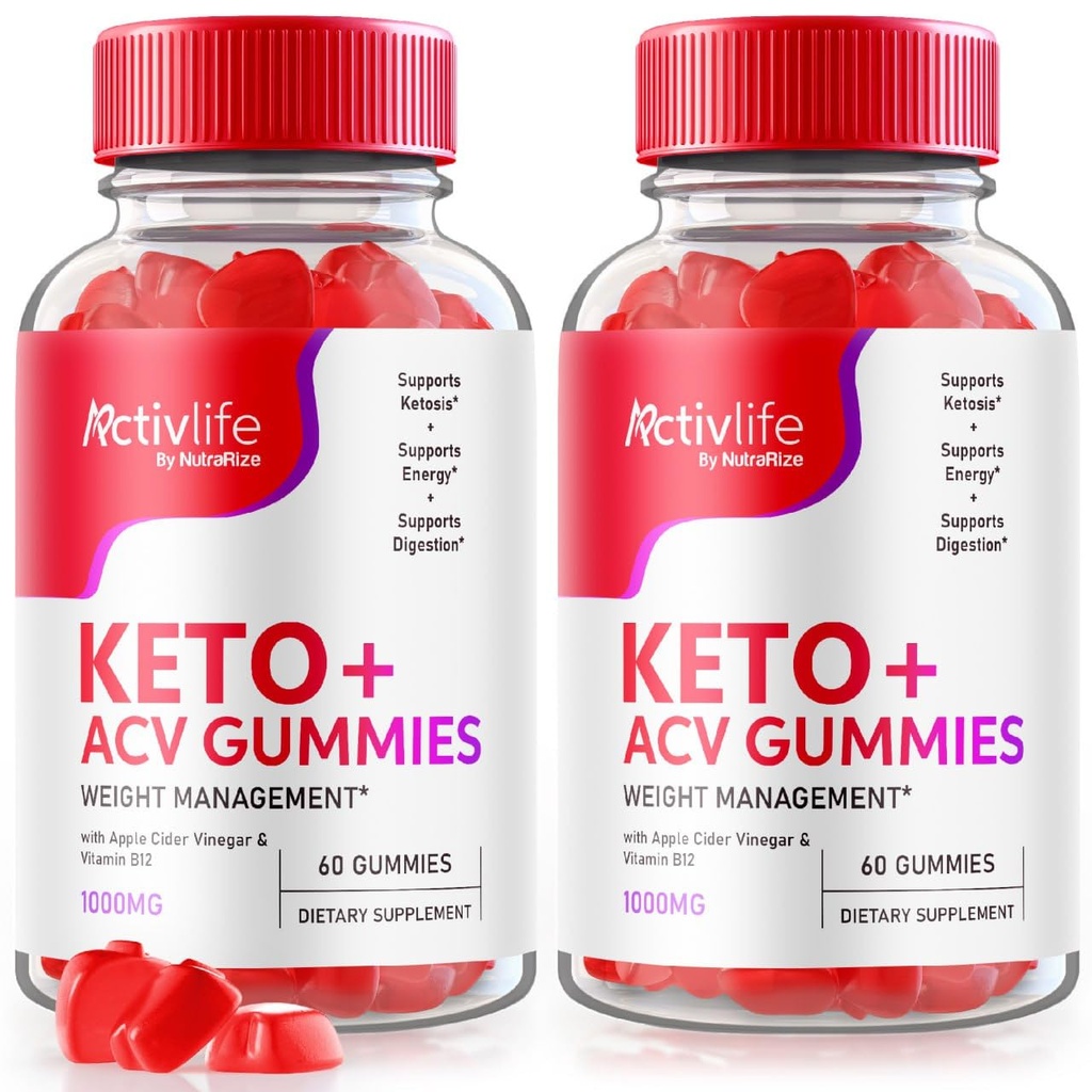 NutraRize (πακέτο των 2 ActivLife Keto + ACV Gummies για Σύνθετη απώλεια βάρους, Σύνθετη Φόρμουλα, Κριτικές (120 Gummies)